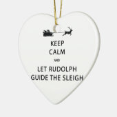 Ornement Cœur En Céramique Keep Calm Let Rudolph Guide Sleigh (Gauche)