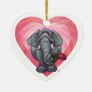 Ornement Cœur En Céramique La Saint-Valentin des éléphants