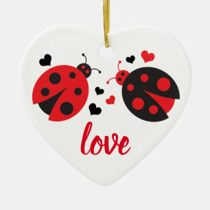 Ornement Cœur En Céramique Ladybug Valentine Love Heart Ornament