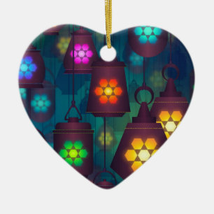 Ornement Cœur En Céramique Lanternes arabes Design moyen-oriental
