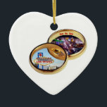 Ornement Cœur En Céramique Las Vegas Save the Date Mariage Rings Ornament<br><div class="desc">Las Vegas Save the Date Mariage Rings Ornament. Ajoutez les noms de mariée et de chambre et la date au dos de l'ornement!</div>