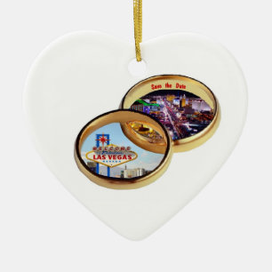 Ornement Cœur En Céramique Las Vegas Save the Date Mariage Rings Ornament