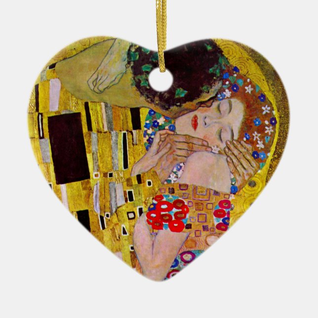 Ornement Cœur En Céramique Le baiser de Gustav Klimt, Art Nouveau Vintage (Devant)