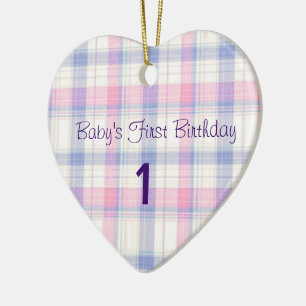Ornement Cœur En Céramique Le premier anniversaire du bébé