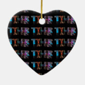 Ornement Cœur En Céramique Le Tyler nommé - nom dans les lumières (Dos)
