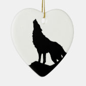 Ornement Cœur En Céramique Loup solitaire debout sur une colline (Droite)