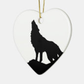 Ornement Cœur En Céramique Loup solitaire debout sur une colline (Gauche)
