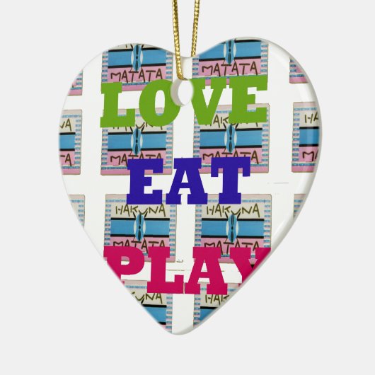 Ornement Cœur En Céramique Love Eat Play Hakuna Matata Art Print (Gauche)