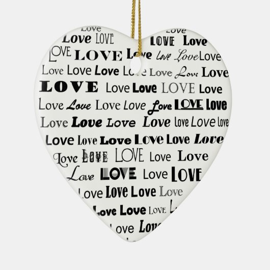 Ornement Cœur En Céramique Love Heart Word Cloud - Noir (Droite)