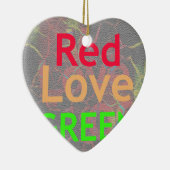 ORNEMENT CŒUR EN CÉRAMIQUE LOVE RED GOLDEN VERT (Droite)