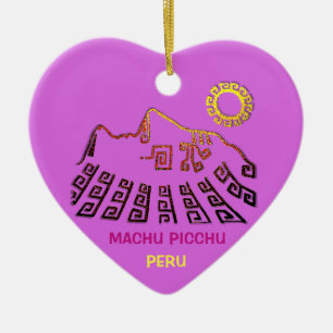 Ornement Cœur En Céramique Machu Picchu Cusco Pérou