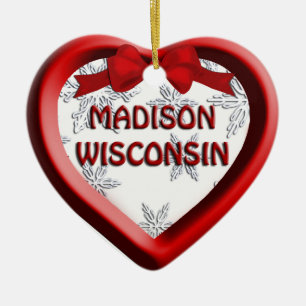 Ornement Cœur En Céramique Madison Wisconsin Heart Christmas Orament