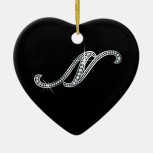 Ornement Cœur En Céramique Manuscrit "diamant Bling " de N