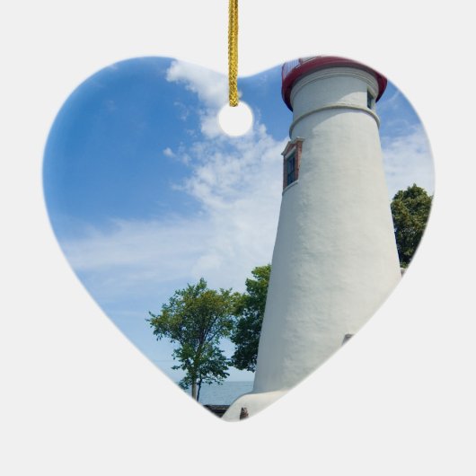 Ornement Cœur En Céramique Marblehead Lighthouse (Dos)