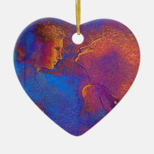 Ornement Cœur En Céramique Marque de Valentine de dévotion (Devant)