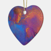 Ornement Cœur En Céramique Marque de Valentine de dévotion (Gauche)