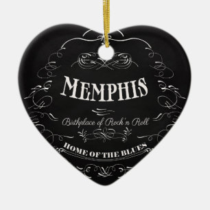 Ornement Cœur En Céramique Memphis, Tennessee - ville avec l'âme