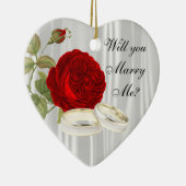 Ornement Cœur En Céramique M'épouserez-vous ? roses rouges de | (Droite)