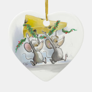 Ornement Cœur En Céramique Merry Mice Mic & Mac Heart Ornament