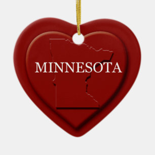 Ornement Cœur En Céramique Minnesota Heart Map Christmas Orament