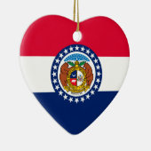 Ornement Cœur En Céramique Modèle de drapeau d'État du Missouri (Droite)