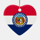 Ornement Cœur En Céramique Modèle de drapeau d'État du Missouri (Dos)