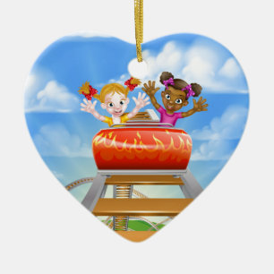 Ornement Cœur En Céramique Montagnes russes d'équitation