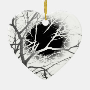 Ornement Cœur En Céramique Moonlight Silhouette