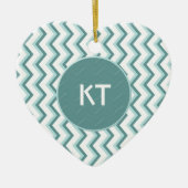 Ornement Cœur En Céramique Motif Chevron ZigZag dans Mint Green (Devant)