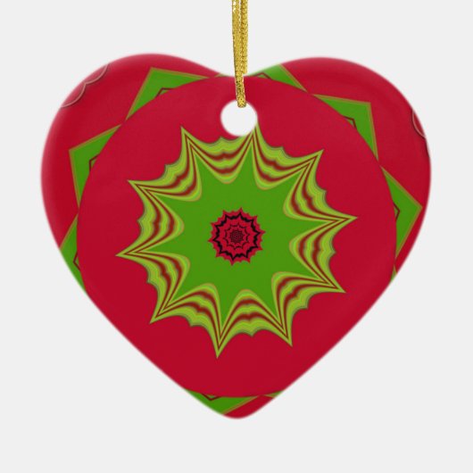 Ornement Cœur En Céramique motif ethnique d'Afrique rouge (Devant)