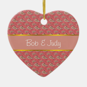 Ornement Cœur En Céramique Motif Foxglove Petal Paisley