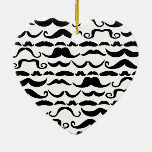 Ornement Cœur En Céramique Motif Moustache
