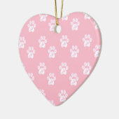 Ornement Cœur En Céramique Motif pâle blanc mignon sur rose (Gauche)