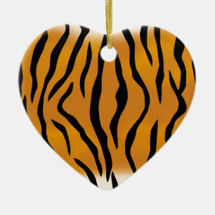 Ornement Cœur En Céramique Motif tigre rayé