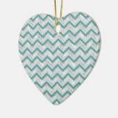 Ornement Cœur En Céramique Motif turquoise et Crystal Zigzag (Gauche)