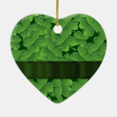 Ornement Cœur En Céramique Motif vert de shamrock (Dos)