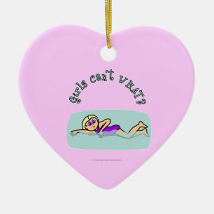 Ornement Cœur En Céramique Nage des filles légères