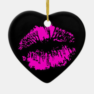Ornement Cœur En Céramique Neon Kiss