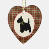 Ornement Cœur En Céramique Noël écossais de plaid de chien de Scottie (Gauche)