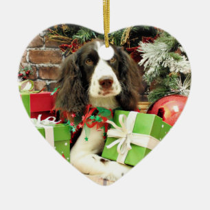 Ornement Cœur En Céramique Noël - épagneul de springer anglais - Kinzie