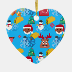 Ornement Cœur En Céramique Noël noir père Noël