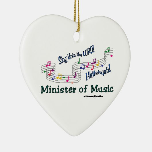 Ornement Cœur En Céramique Notes Ministre de la Musique (Droite)