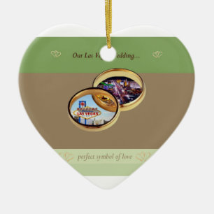 Ornement Cœur En Céramique Notre Mariage de Las Vegas