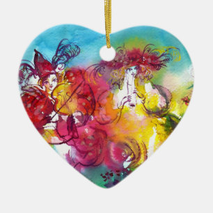 Ornement Cœur En Céramique NUIT DU CARNAVAL / Mascarade vénitienne, Musique d