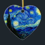 Ornement Cœur En Céramique Nuit étoilée par Van Gogh<br><div class="desc">Vincent van Gogh - nuit étoilée peinte à St Remy,  copie de beaux-arts de la France en 1889. Cette image a été numériquement augmentée pour reconstituer les couleurs audacieuses et lumineuses originales - un cadeau parfait pour n'importe quel amant d'art !</div>