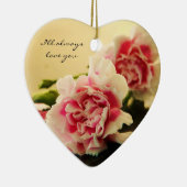 Ornement Cœur En Céramique Oeillets roses (Droite)