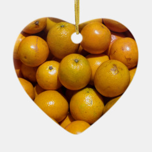 Ornement Cœur En Céramique Oranges fruits Floride marché orange