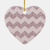Ornement Cœur En Céramique Parties scintillant rose Chevron Faux (Dos)
