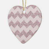 Ornement Cœur En Céramique Parties scintillant rose Chevron Faux (Gauche)