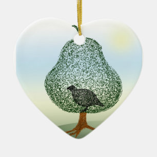 Ornement Cœur En Céramique Partridge Dans Un Coeur De Noël D'Arbre À Poires